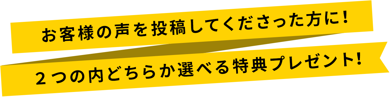 お客様の声を投稿してくださった方に！ ２つの内どちらか選べる特典プレゼント！２つの内どちらか選べる特典プレゼント！