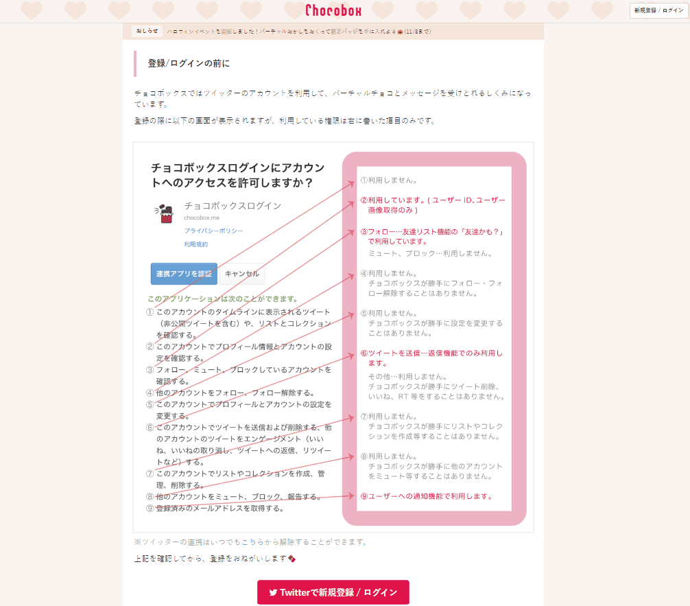 Chocoboxの登録方法1